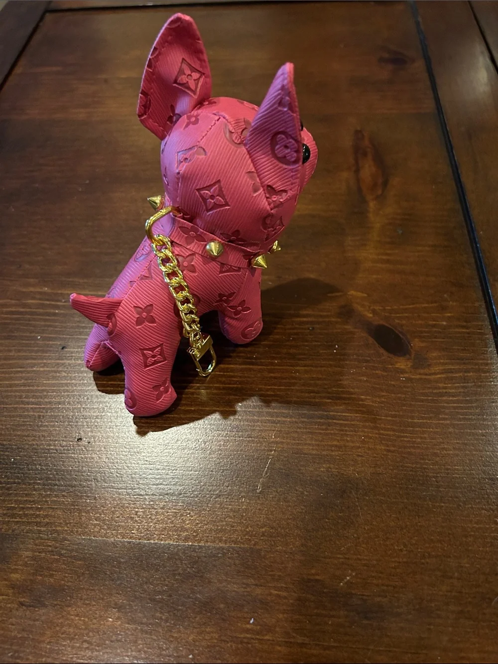 Designer-Inspired Pink / Red Dog Charm Keychain
